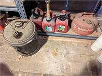5 Gas Cans, Various Sizes
