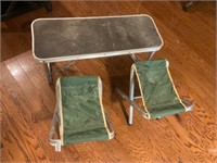 2 camp stools and camp table- child size