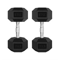 RitFit 35LB Dumbbells Set of 2 Rubber Encased Dumb