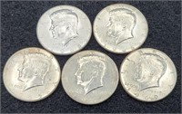 (5) 1965-1969 Kennedy 40% Silver Half Dollars