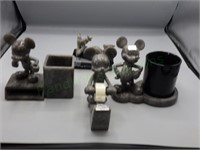 Vintage Mickey & Goofy Faux Marble Office Set
