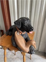 DOG STATUE WITH DUCK