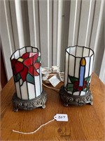 STAINED GLASS CHRISTMAS TABLE LAMPS