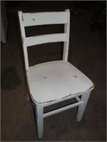 White painted distressed wood chair