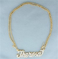 Theresa Nameplate Diamond Necklace in 14k Yellow G