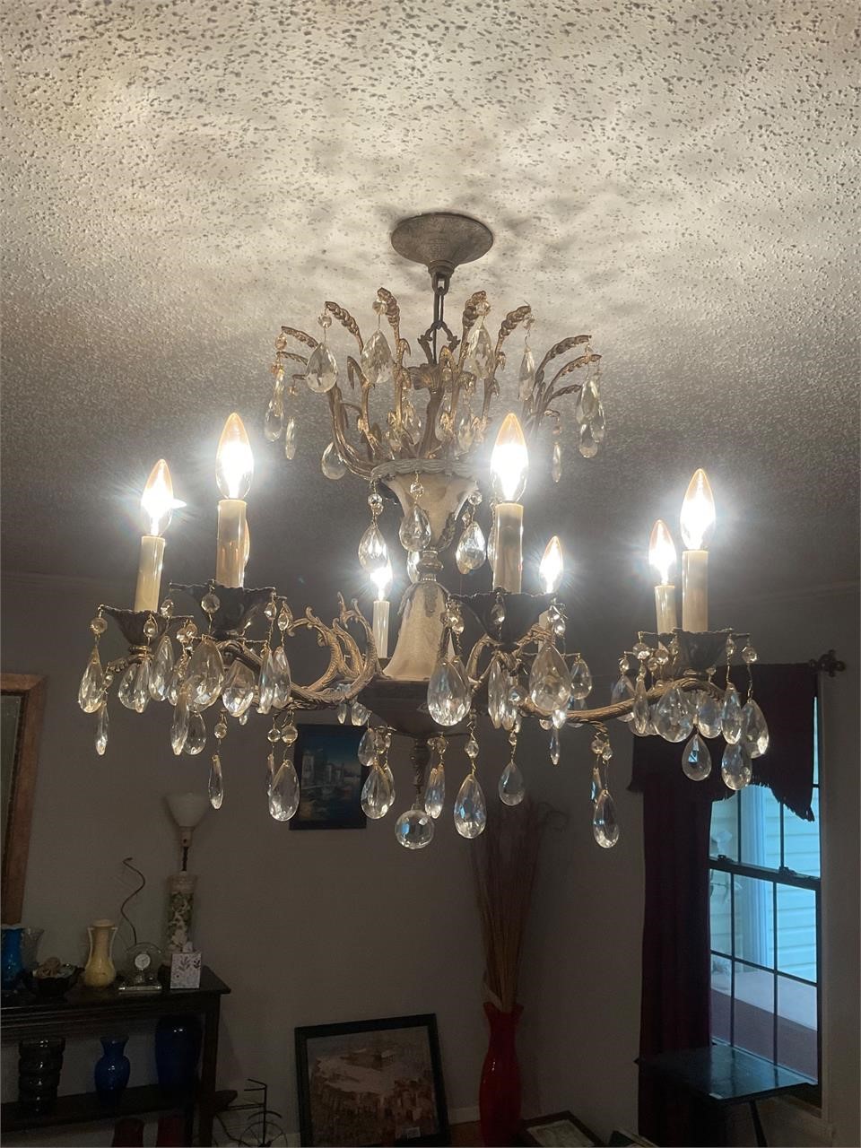 BEAUTIFUL chandelier with GLASS dangles
