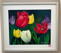 V - FRAMED TULIPS ART 39X45" (L12)