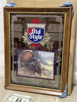 Vintage Old Style beer turkey advertising mirror