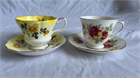 TWO CHINA TEACUPS AND SAUCERS
