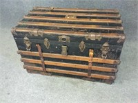 Flat Top Trunk or Steamer Trunk with Wood Slats