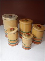 Set of 5 Vtg Cannisters by Tindeco