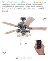 Crown Ridge 42" LED Ceiling Fan-Bronze (51432)