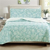 Great Bay Home Quilt Set  King  Emma-Blue