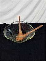 Unusual shapes salad bowl and utensils