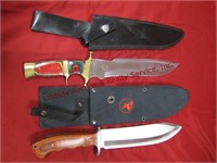 2 knives: 1 no name 8" blade w/ sheath, 1 Rough-