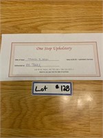 100 dollar certificate for One Stop Upholstery