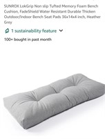 Outdoor/Indoor Tufted Memory Foam Bench Cushion,