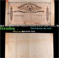 1864 Confederate States $1000 Civil War Loan Bond