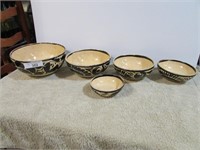 5pc Vintage South American? Pottery Nesting Mixing