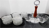condiment bowls and 27 crystal glass coasters