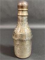 Etched Silver over Brass Beer Bottle