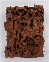 Balinese Wood Sculptural Story Panel