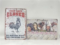 New Pair of Decorative Wall Hanging Tin Signs