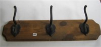 Wooden Hat/Coat Rack with Cast Iron Hooks