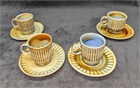 4 Irish Wade Porcelain Mini Coffee Cups & Saucers