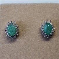 S/Sil Emerald Earrings