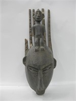 Vtg Carved Wood African Tribal Mask w/ Shells