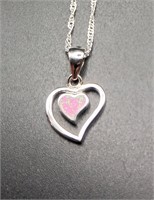 .925 Solid Silver Pendant w/ Pink Opal