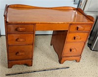 Vintage Wood Desk w Mirror