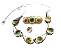 Vintage operculum necklace and brooch