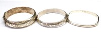 Three various sterling silver bangles