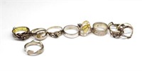 Nine various silver rings