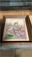 Framed matted picture of pheasants