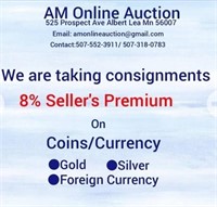 8% Seller's Premim on Coins & Currency