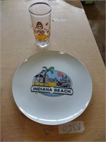 Indiana Beach Plate and small Catrina's glass