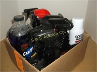 Box of car cleaning supplies