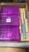 Plastic boxes and rulers