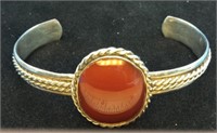 Gorgeous Southwest Sterling Carnelian Cuff