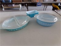 3-Pyrex covered dishes