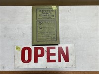Metal Open Sign, 1922 Hardware Buyer's Directory