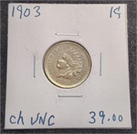 1903 Indian Head Penny coin marked Choice