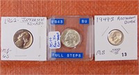 1962 Proof Nickel, 1943 BU, 1949-S dime MS