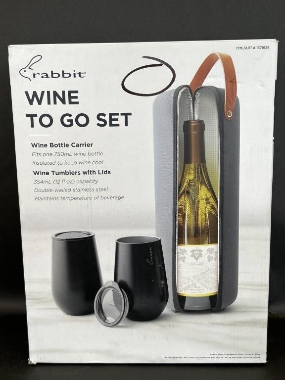 Rabbit Wine To Go Set Bottle Carrier & 2 Tumblers