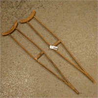 Pair of Wooden Child's Crutches