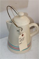 Vintage McCoy Blue and Pink stripe pottery teapot