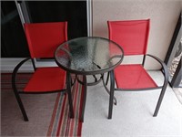 Glass Top Patio Table  w/2 Chairs 60x27x28